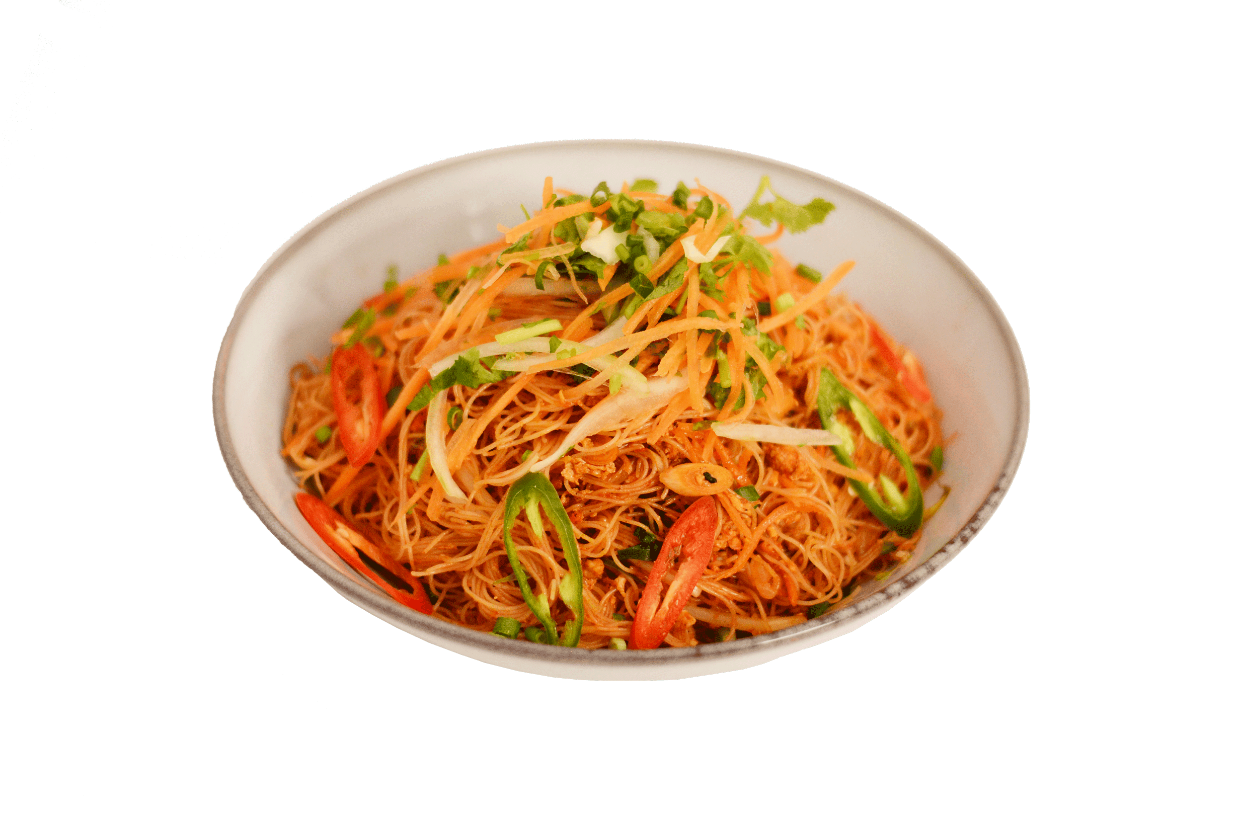 idocatering authentic thai style rice vermicelli served on white plate 