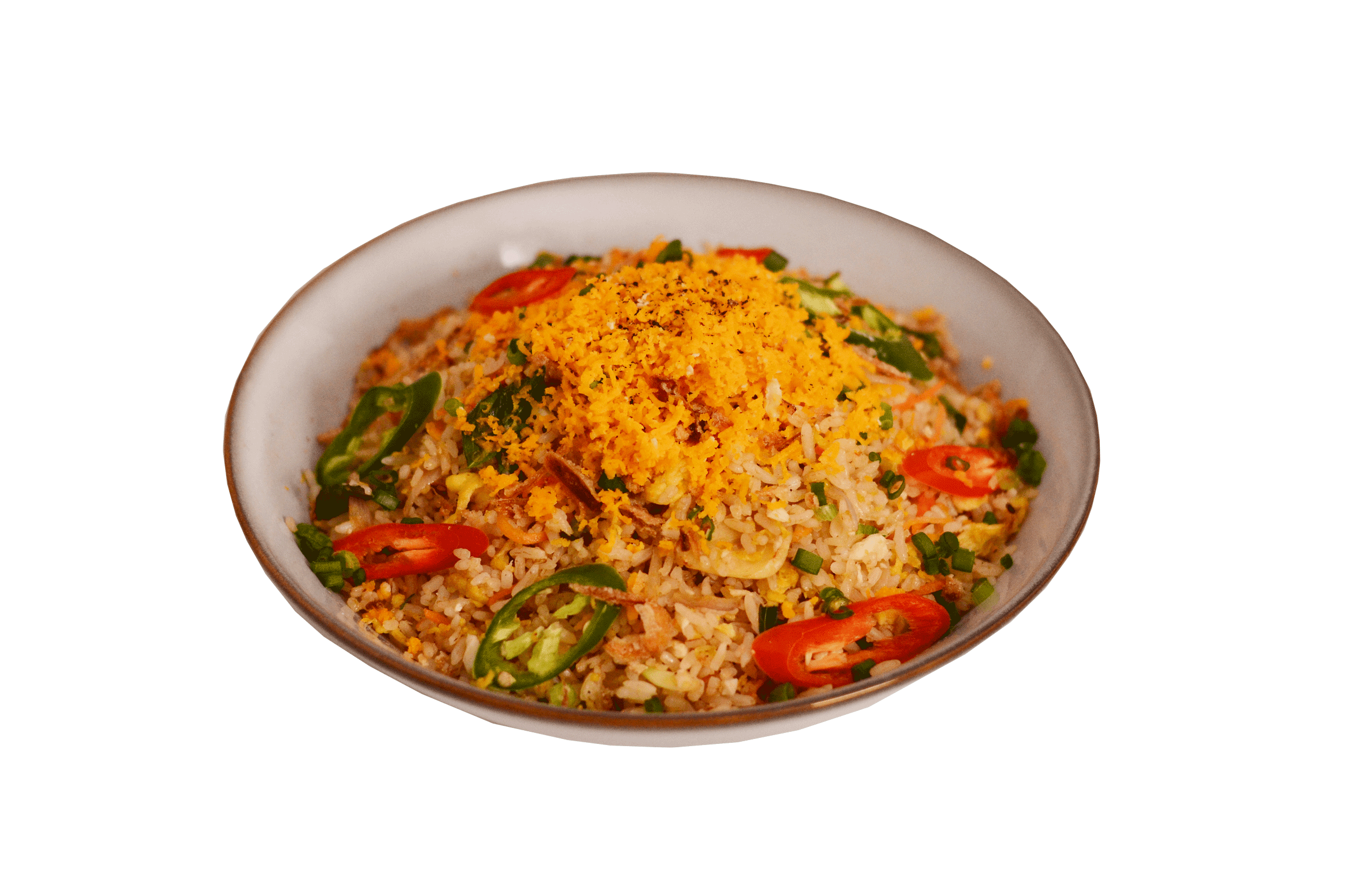 idocatering golden fried rice served on white plate 